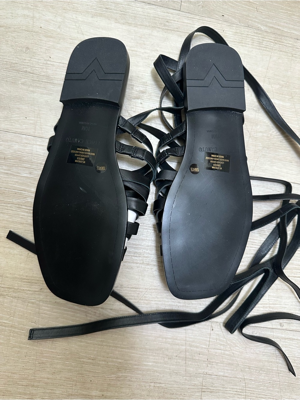 Vince Camuto Black Levelin Leather Lace-Up Black Sandals - Picture 8 of 10